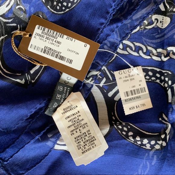 NWT Authentic Gucci Signature Prints Lightweight Chiffon Silk Large Shawl Scarf - Picture 2 of 7